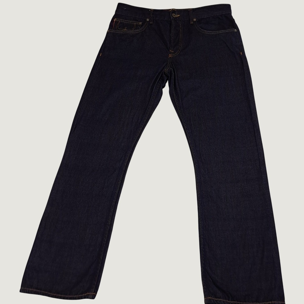 Brave Star Selvage Mens 35 Indigo Raw Denim Jeans Button Fly Made In USA ExCond